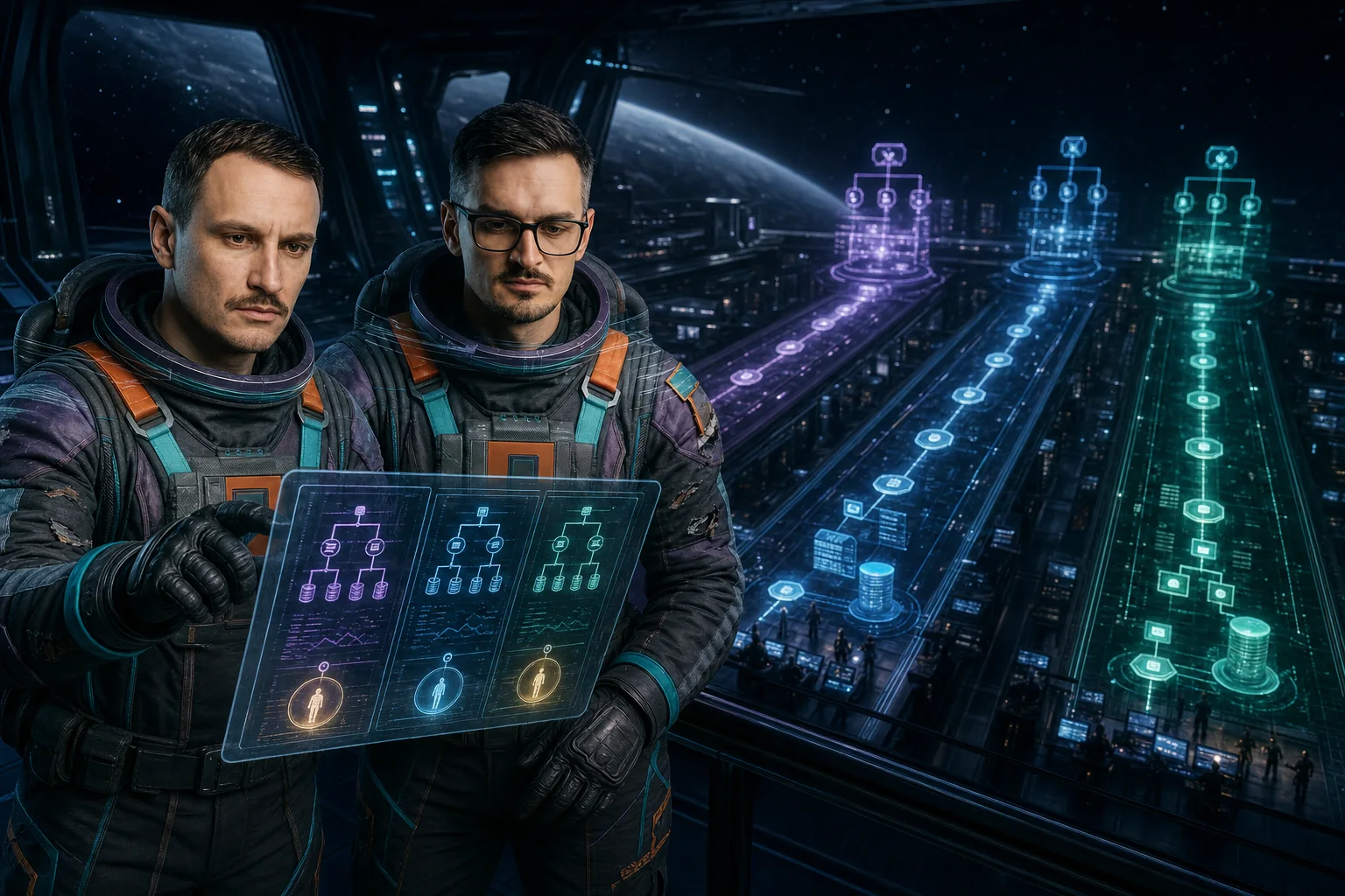 Marcin i Przemek nadzorują trzy odizolowane, równoległe strumienie pracy agentów z osobnymi bramkami i punktami review człowieka