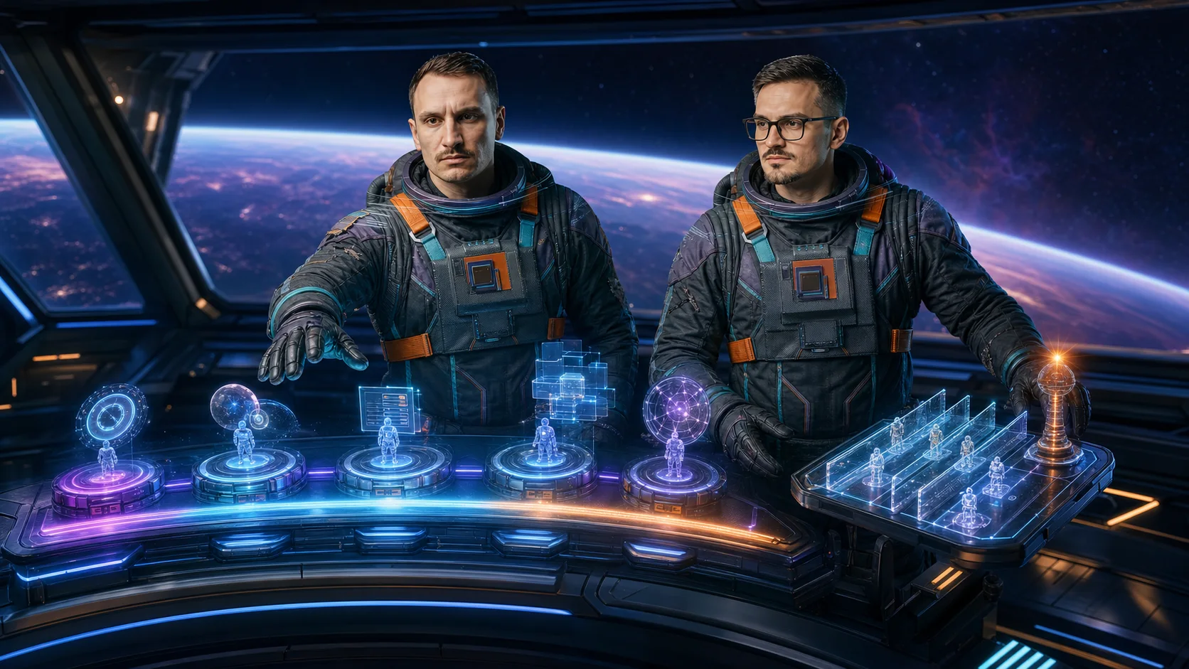 Marcin i Przemek sterują holograficznym łańcuchem sześciu kroków zmiany w centrum dowodzenia